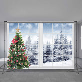 Aperturee - Weiße Fenster Schneewald Weihnachtsbaum Hintergrund